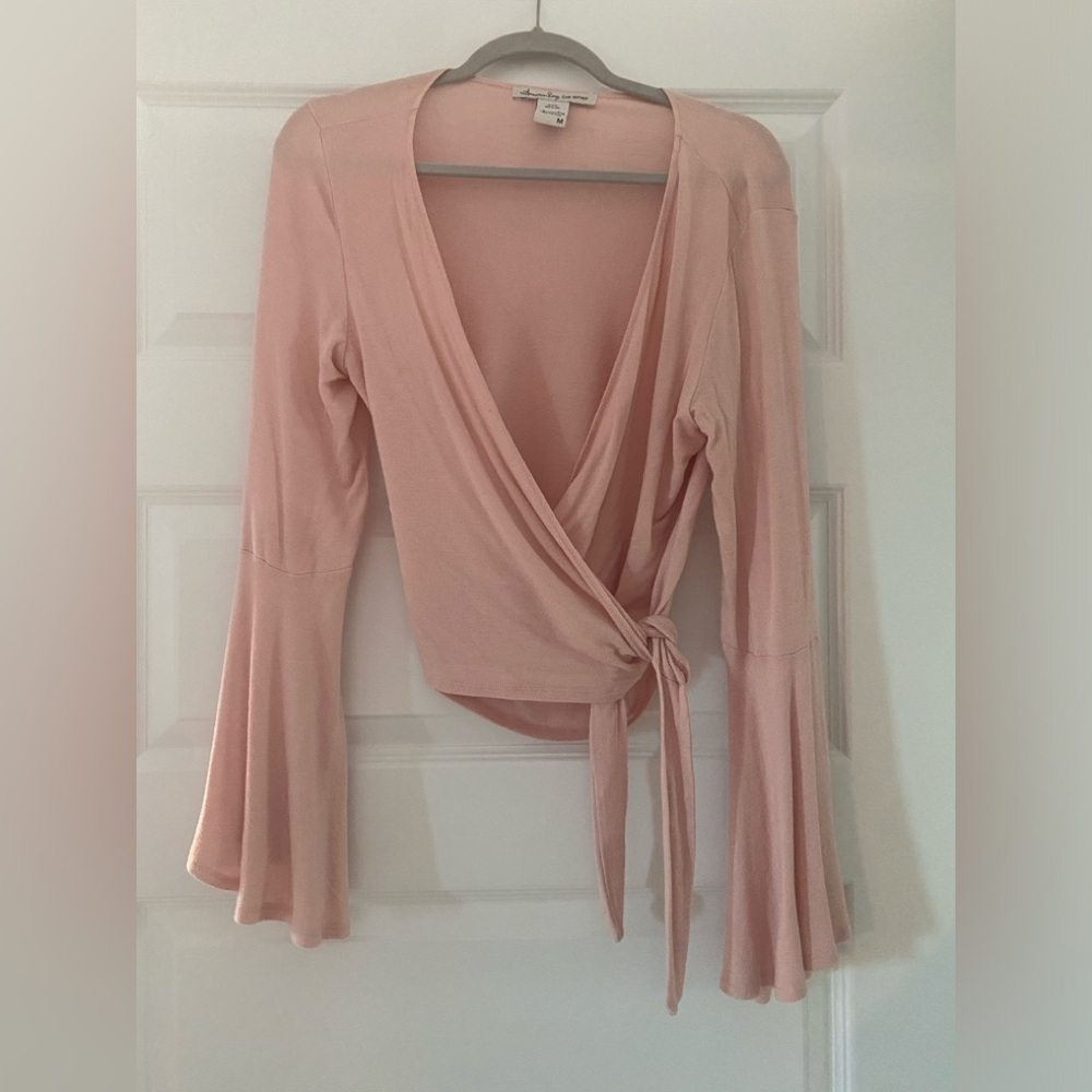 American Rag Women’s Blush Pink Wrap Blouse - Medum